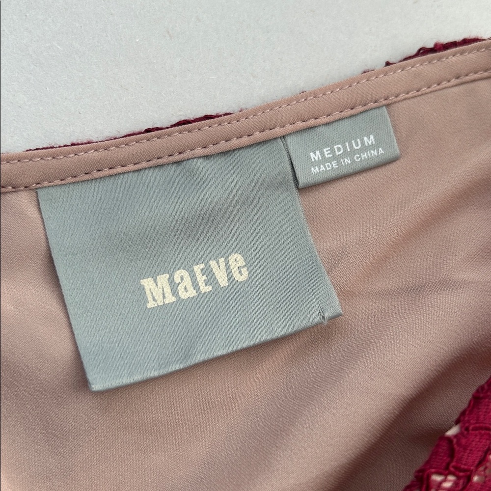 Maeve Anthropologie Burgundy Lace Peplum Cocktail Dress Size‎ M Romantic Evening - Picture 6 of 7